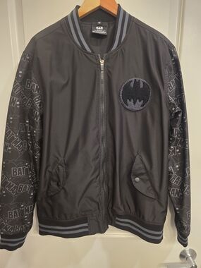 Authentic Batman Capsule Collection Bomber Jacket -Black  Charcoal Grey - Size M